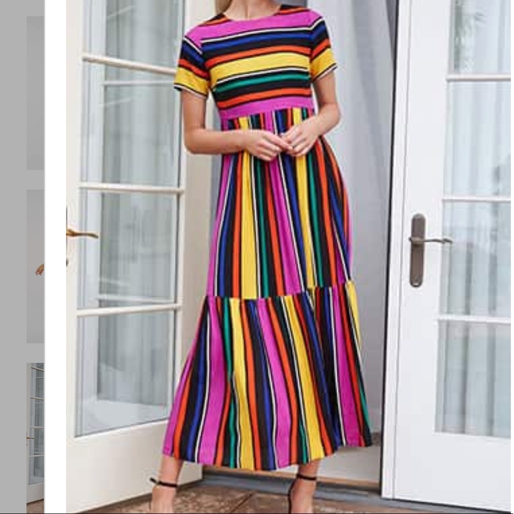 ON SALE Forever 21 Multicolored Striped Maxi Dress